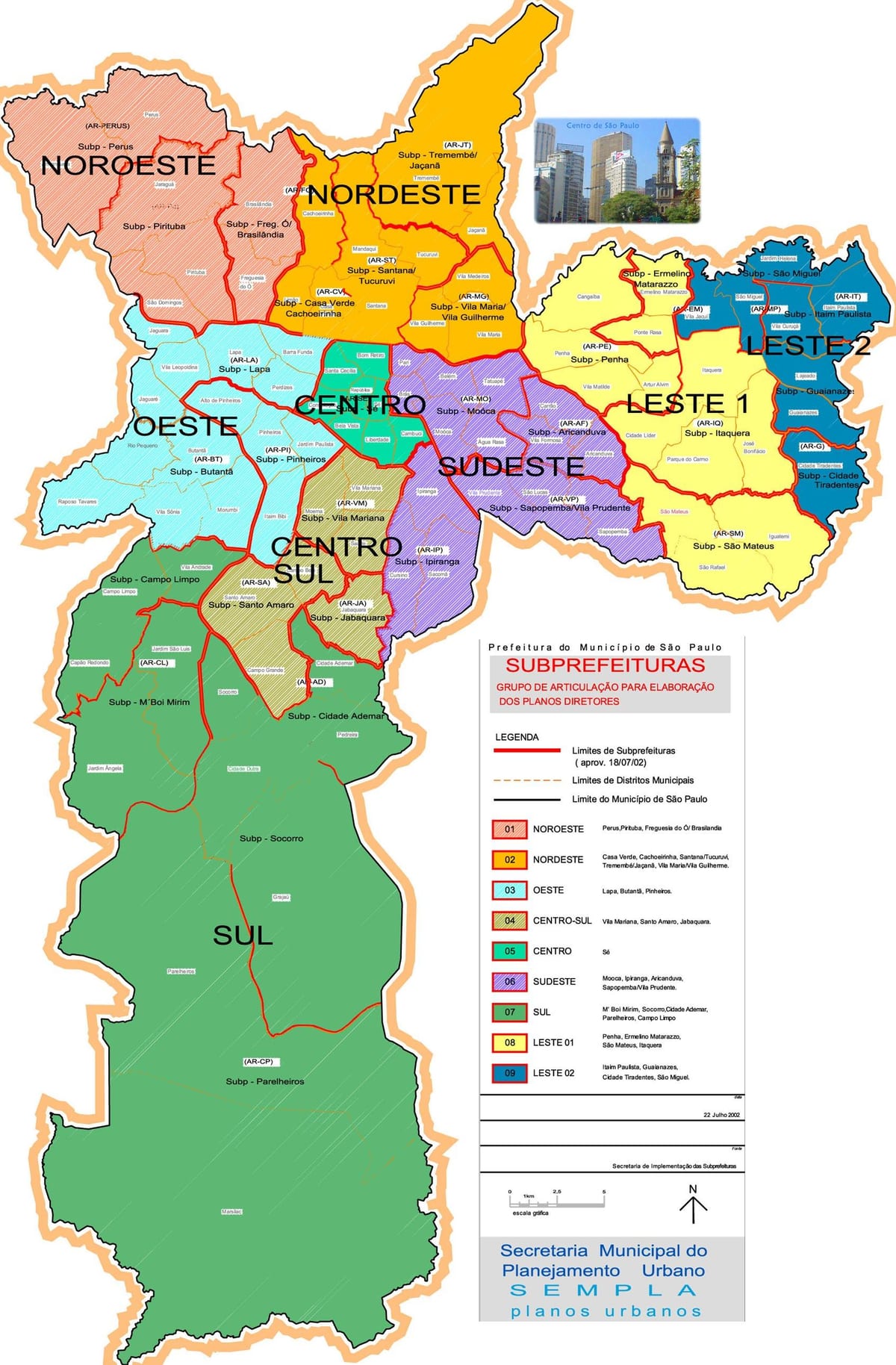 São Paulo, brasil, mapa de bairros