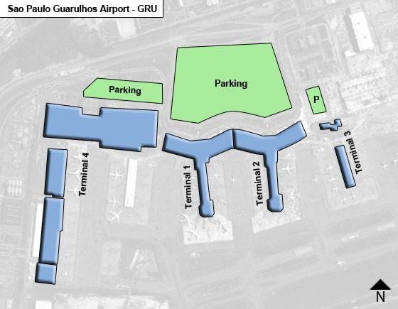 São Paulo aeroporto internacional de guarulhos terminal mapa