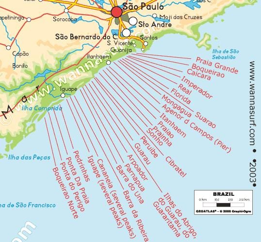 São Paulo, praia mapa