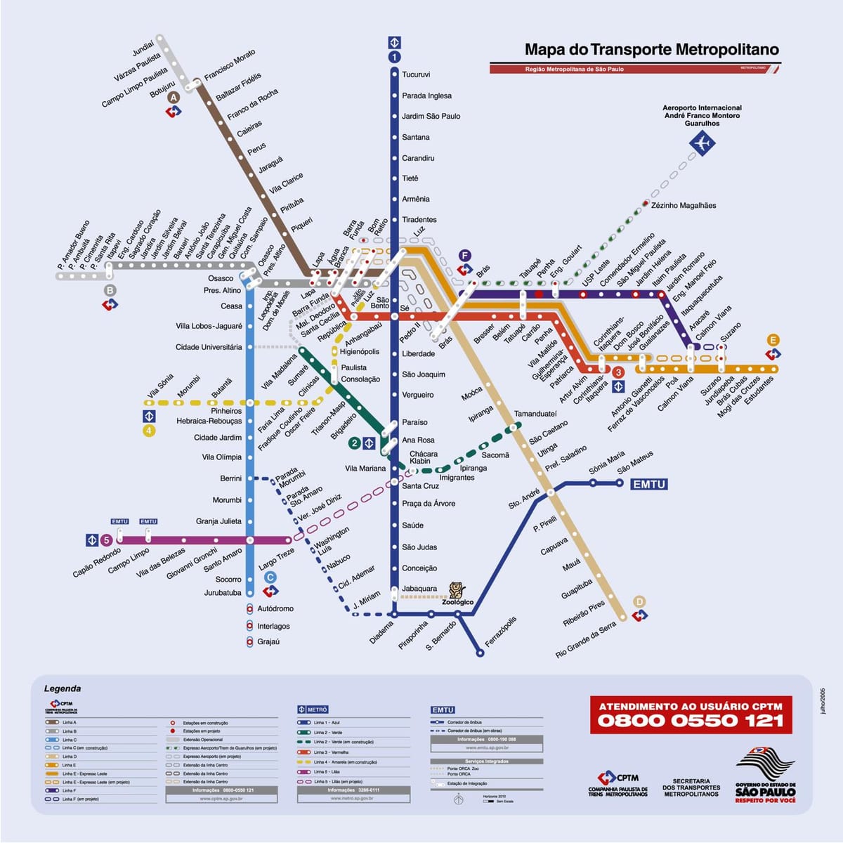 São Paulo mapa de ônibus