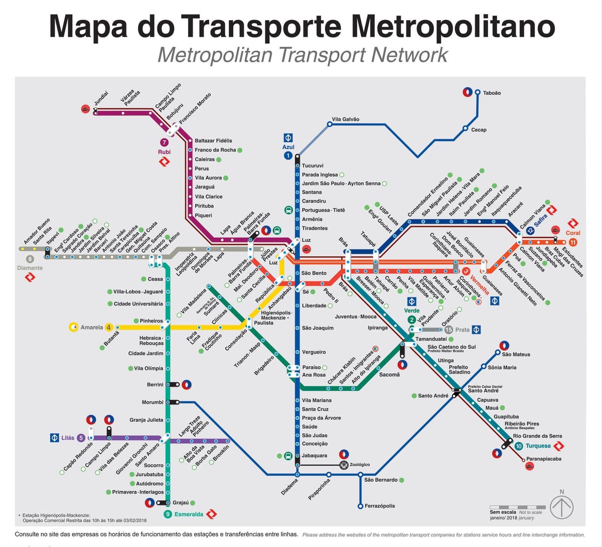 São Paulo mapa de transporte