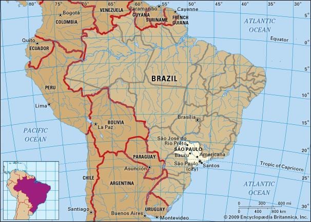 São Paulo mapa geográfico