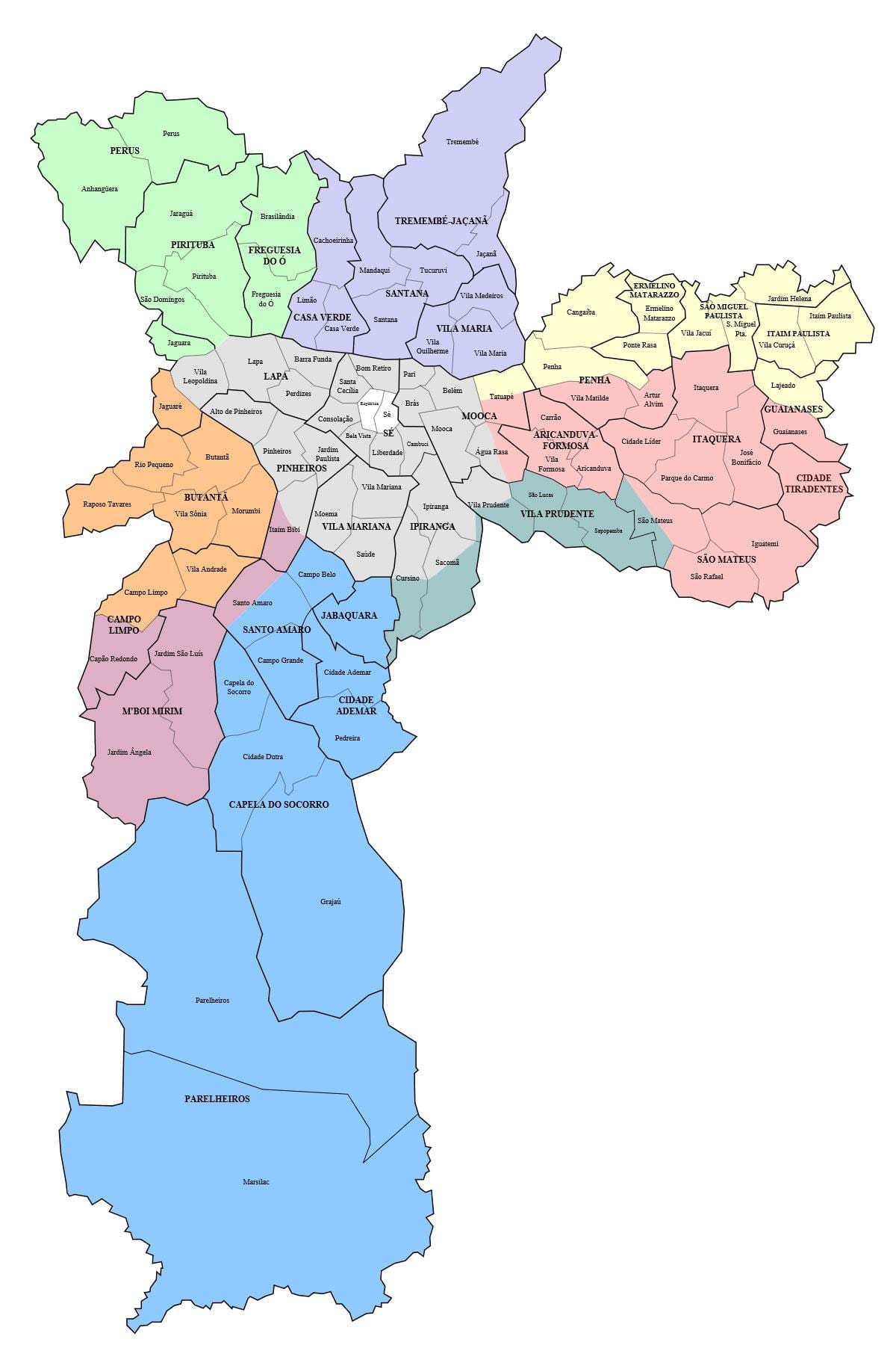 São Paulo subúrbio mapa